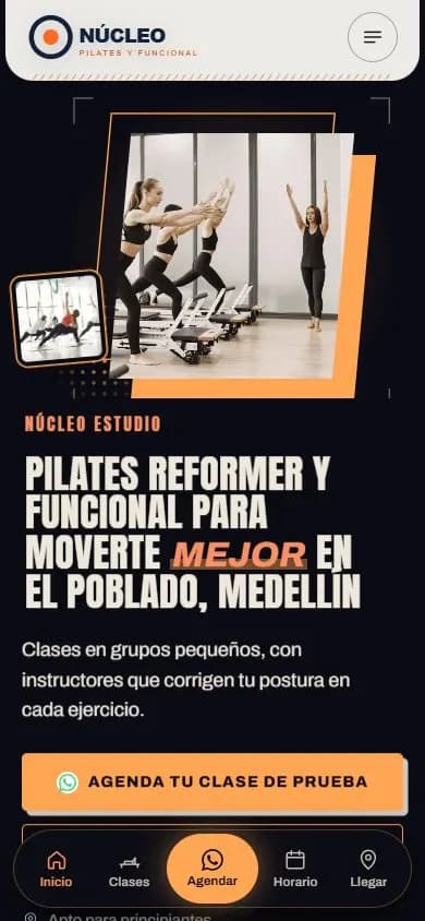 Web de ejemplo para un estudio de pilates, diseño 1