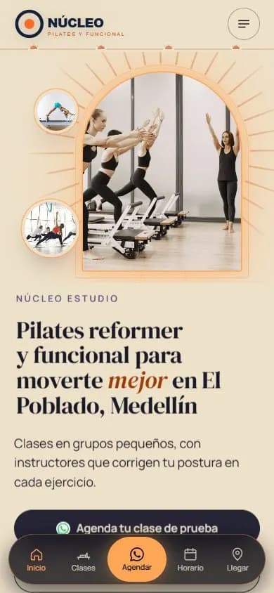 Web de ejemplo para un estudio de pilates, diseño 4
