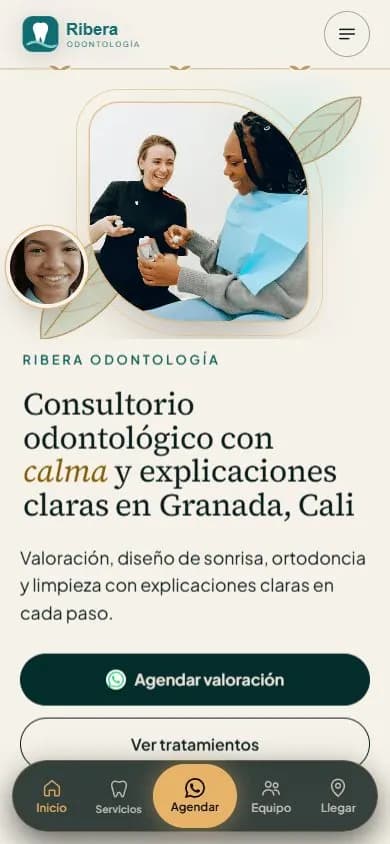 Web de ejemplo para un consultorio odontológico, diseño 1