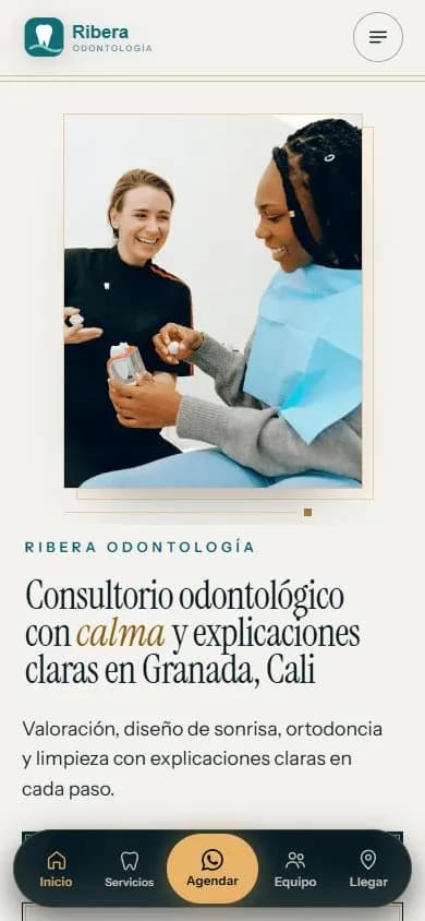 Web de ejemplo para un consultorio odontológico, diseño 2