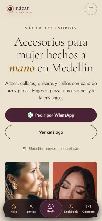 Web de ejemplo para una tienda de accesorios, diseño 1