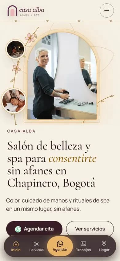 Web de ejemplo para un salón de belleza, diseño 1
