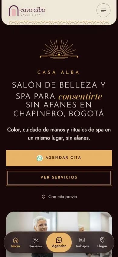 Web de ejemplo para un salón de belleza, diseño 2