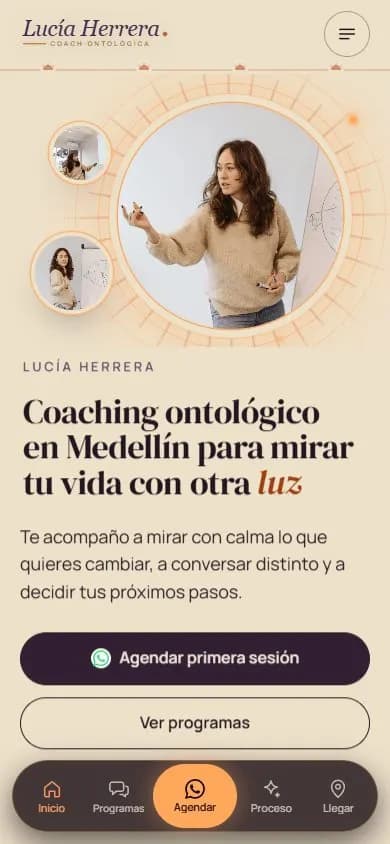 Web de ejemplo para una coach ontológica, diseño 1