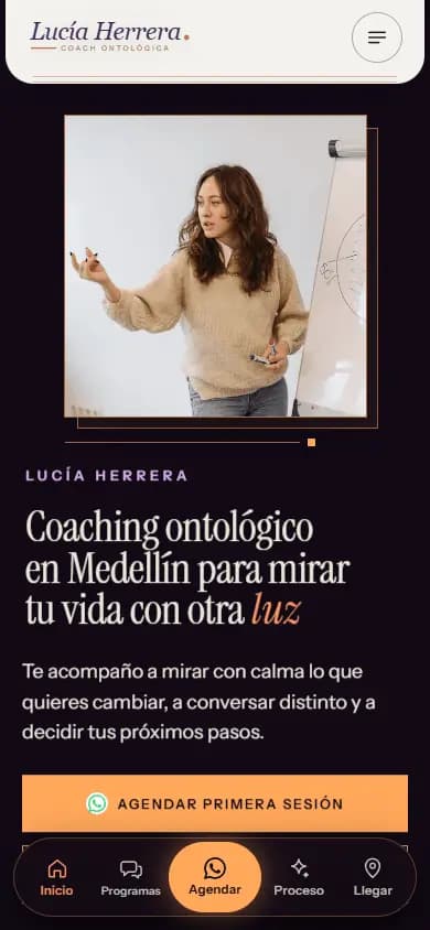 Web de ejemplo para una coach ontológica, diseño 2