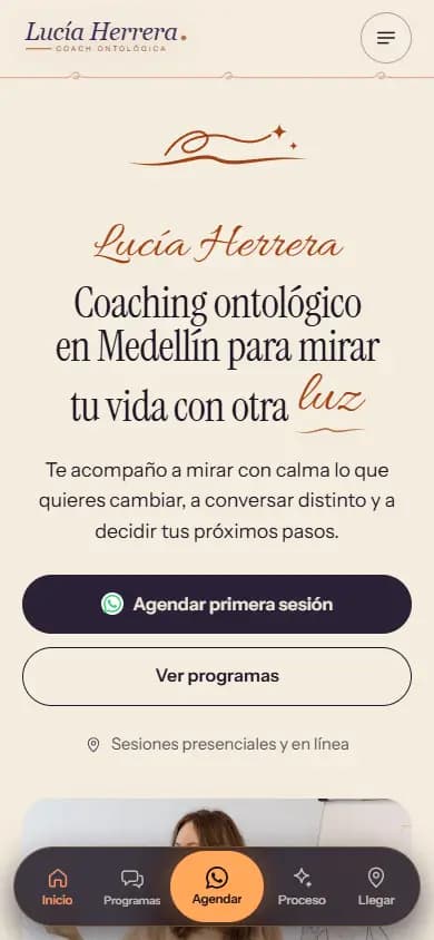 Web de ejemplo para una coach ontológica, diseño 3
