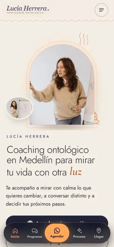 Web de ejemplo para una coach ontológica, diseño 4