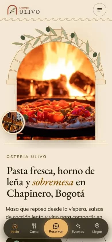 Web de ejemplo para un restaurante italiano, diseño 4