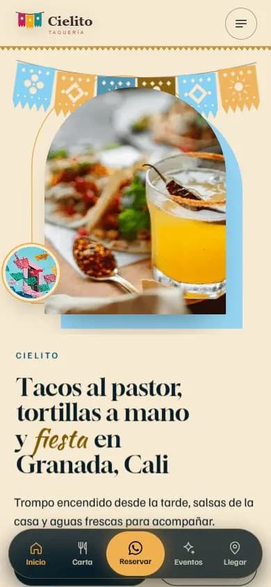 Web de ejemplo para una taquería mexicana, diseño 3