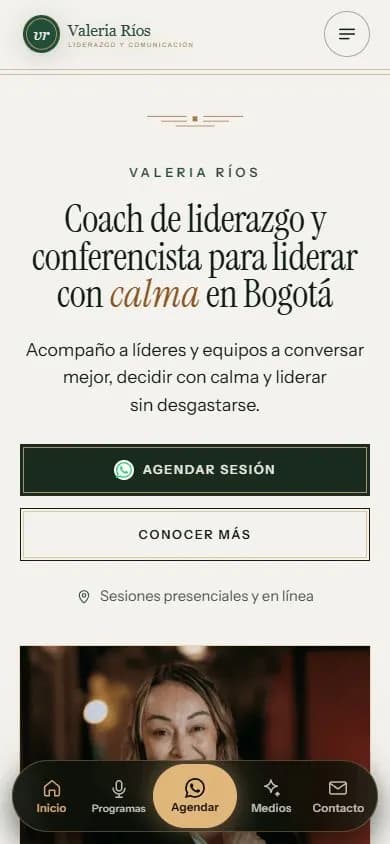 Web de ejemplo para una coach de liderazgo, diseño 2